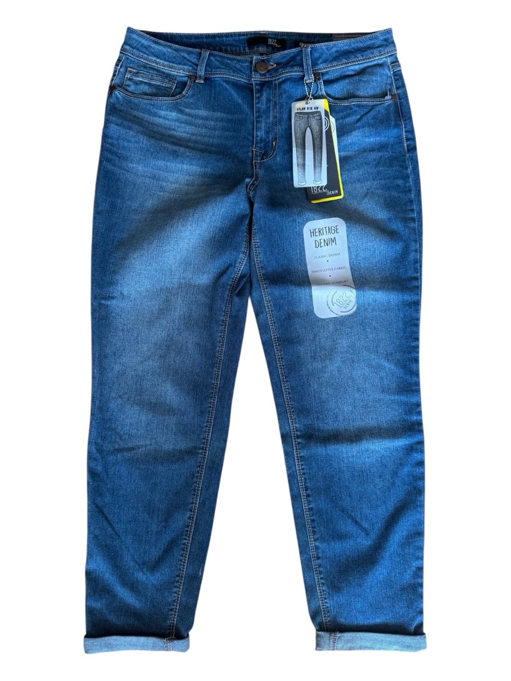 1822 Adrianna Mid-Rise Skinny Crop Jeans Size 14 Retro Mom Denim Medium Wash - Picture 2 of 14